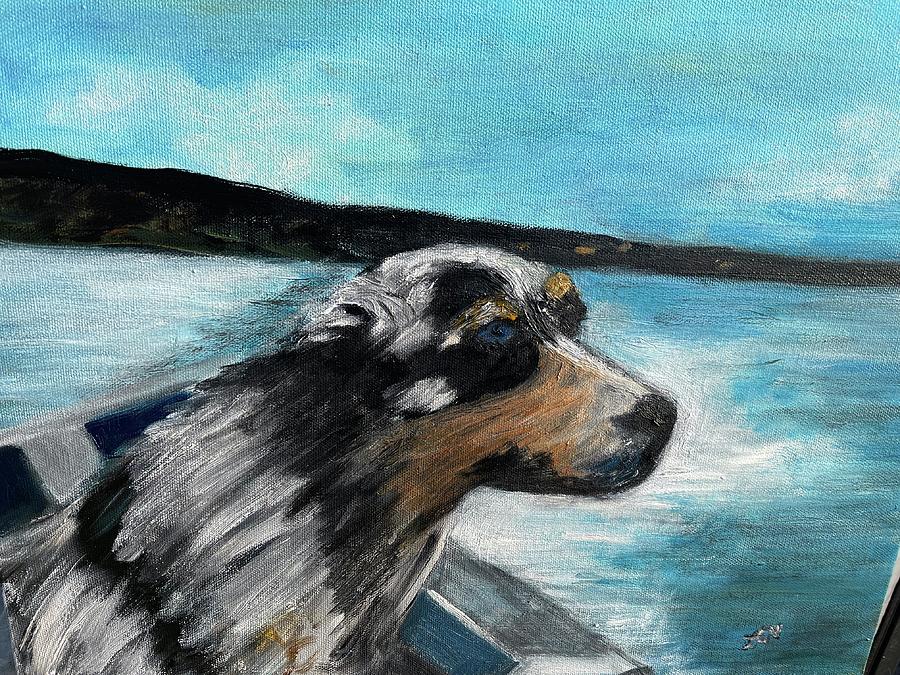 Okie in the boat. Painting by Lucille Valentino