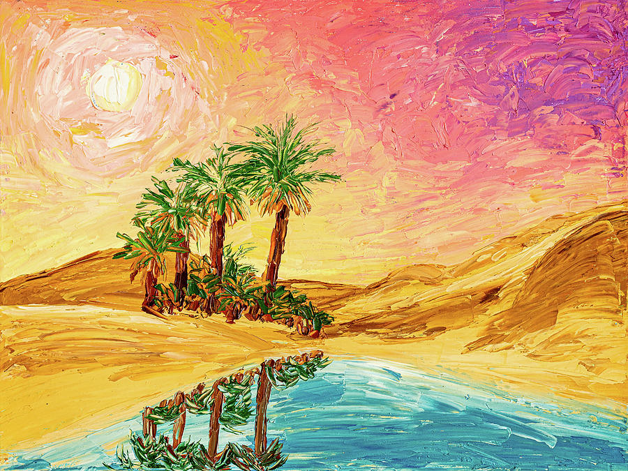 Oasis in the Sahara desert Painting by Arina Yastrebova