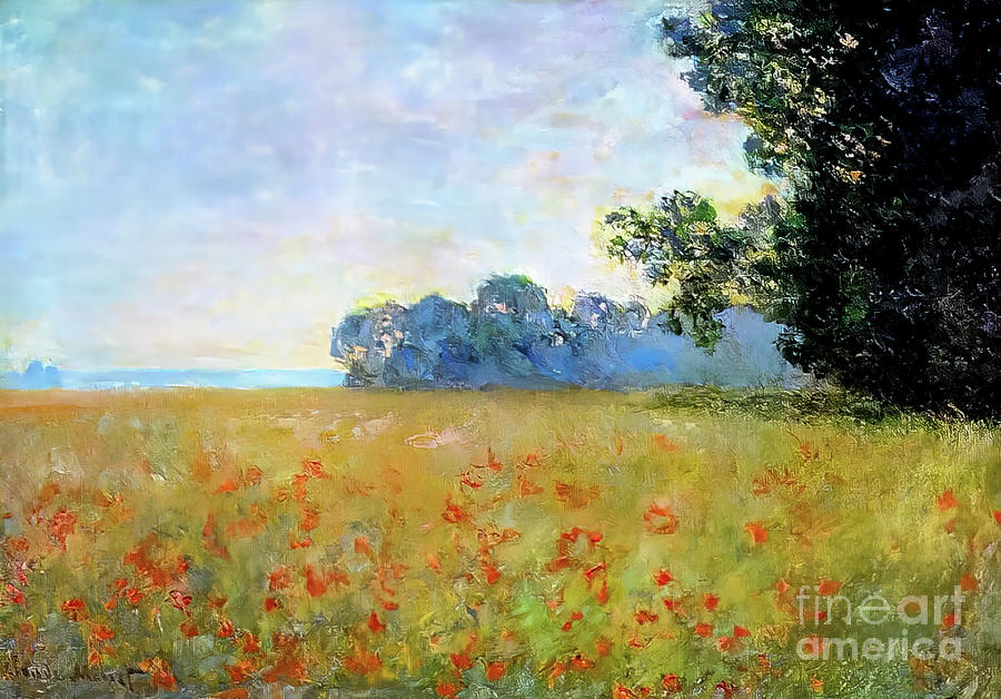 Oat and Poppy Field by Claude Monet 1890 Painting by Claude Monet