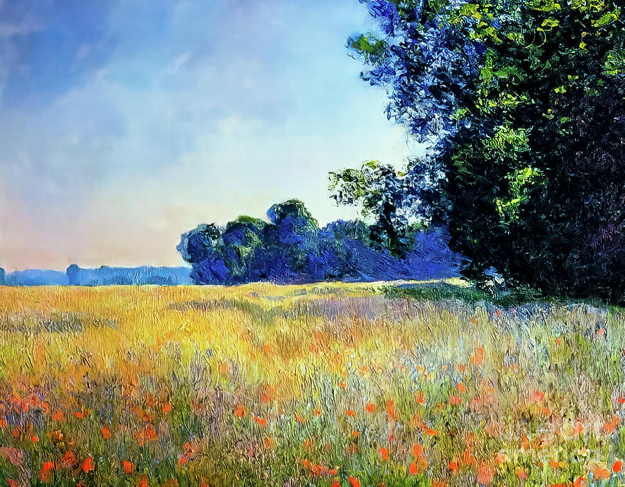 Oat and Poppy Field, Giverny by Claude Monet 1890 Painting by Claude Monet