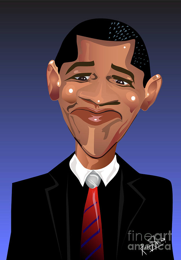  Obama Classic Caricature Painting by Remy Francis