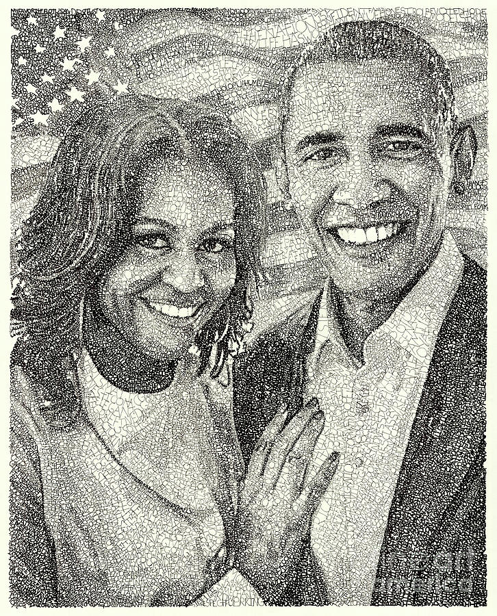 Wordart Drawing - Obama Effect by Michael Volpicelli