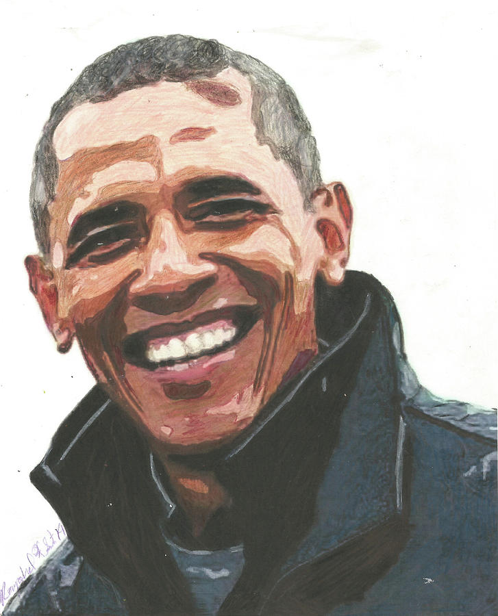 Obama Drawing by Mad Hatter