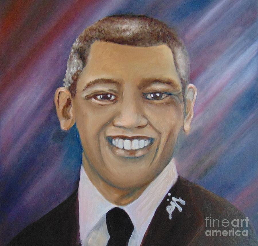 Obama Portrait Painting by Saundra Johnson