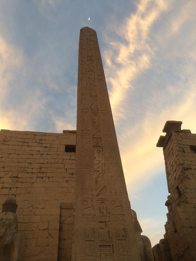 Obelisk with Moon, Luxor Temple, Egypt Photograph by Trevor Grassi