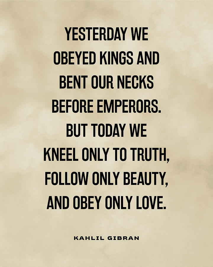 Obey Only Love - Kahlil Gibran Quote - Literature - Typography Print 3 - Vintage Digital Art