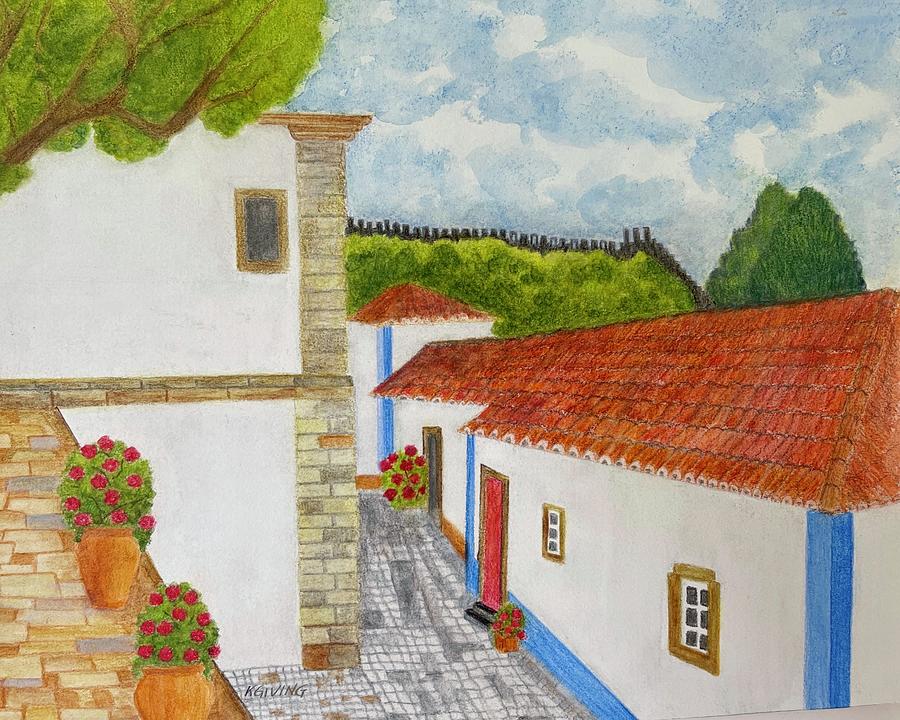 Obidos Portugal Painting by Kirsten Giving