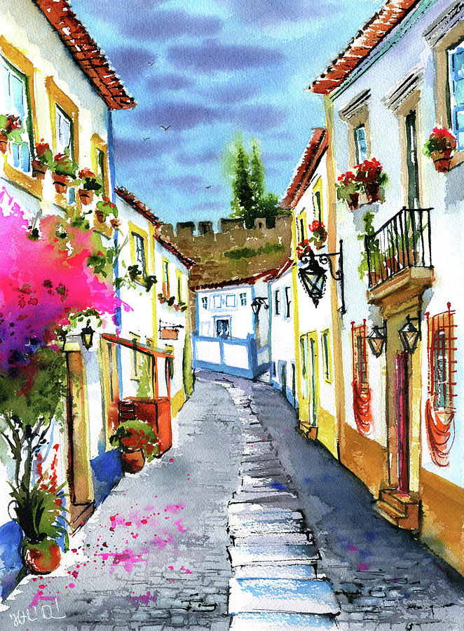 Obidos The Charming Medieval Village Painting by Dora Hathazi Mendes