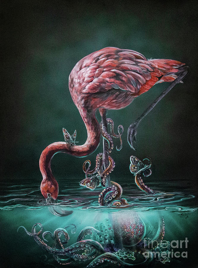 Flamingo Painting - Oblivion by Lachri