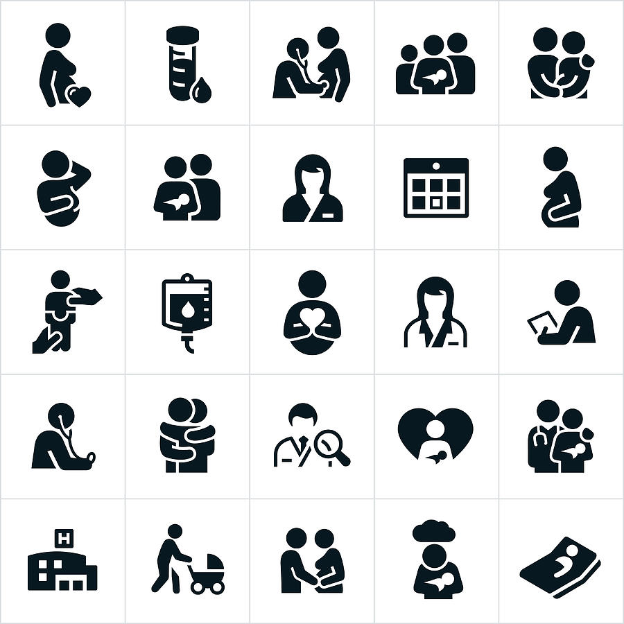 Obstetrician and Pregnancy Icons Drawing by Appleuzr