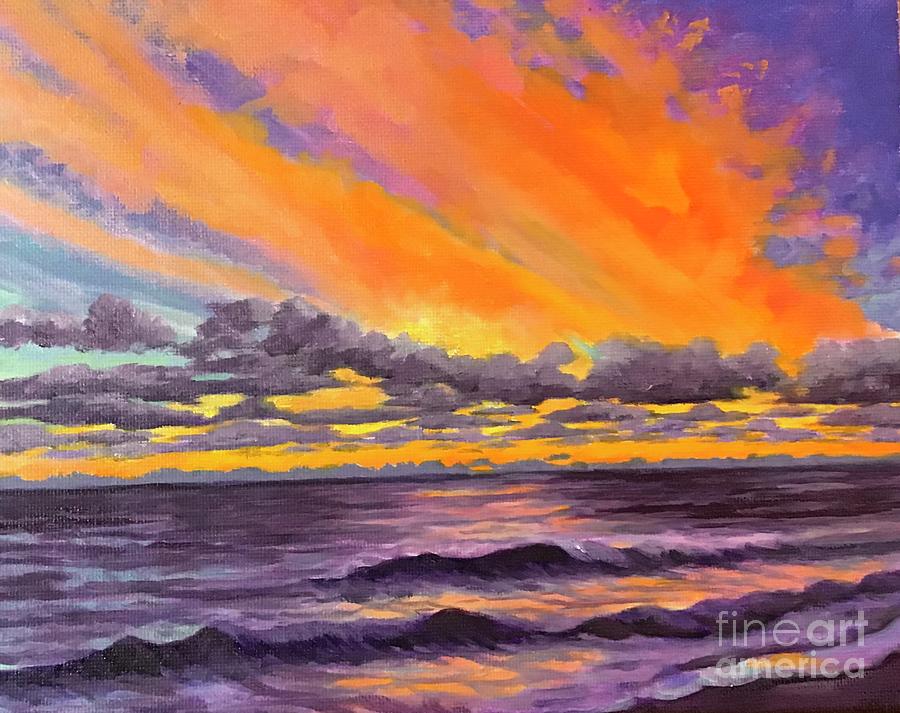 OBX Sunset Painting by Anne Marie Brown