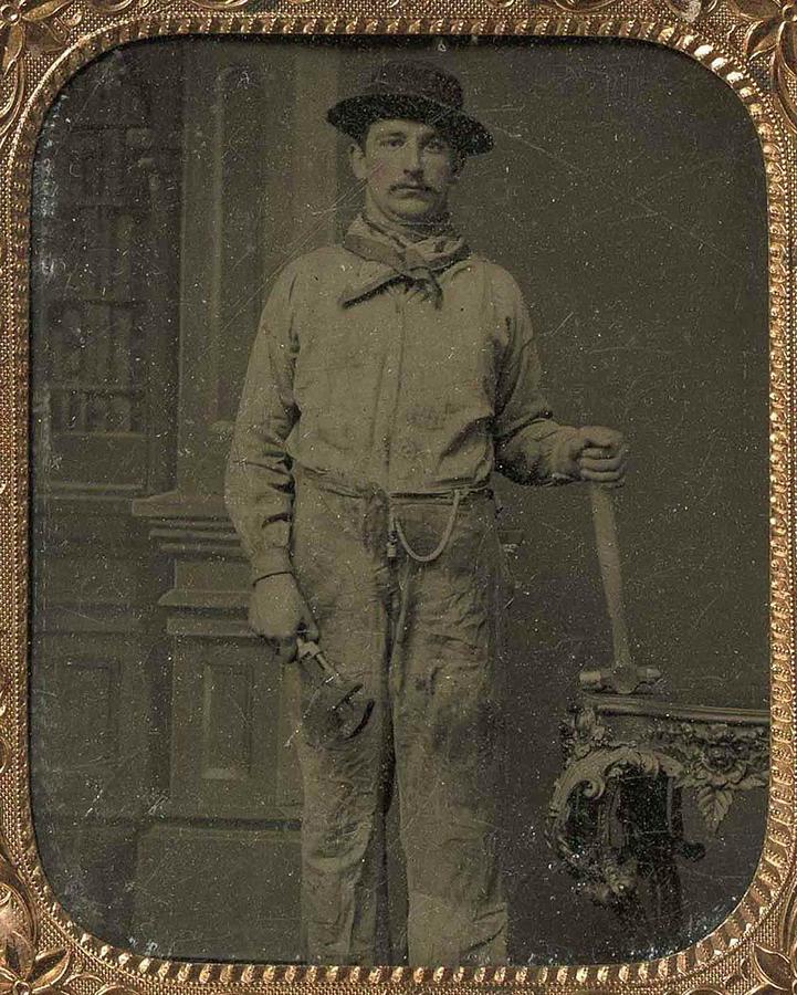 Occupational portraits 1850 1880 A workman with a hammer and wrench ...