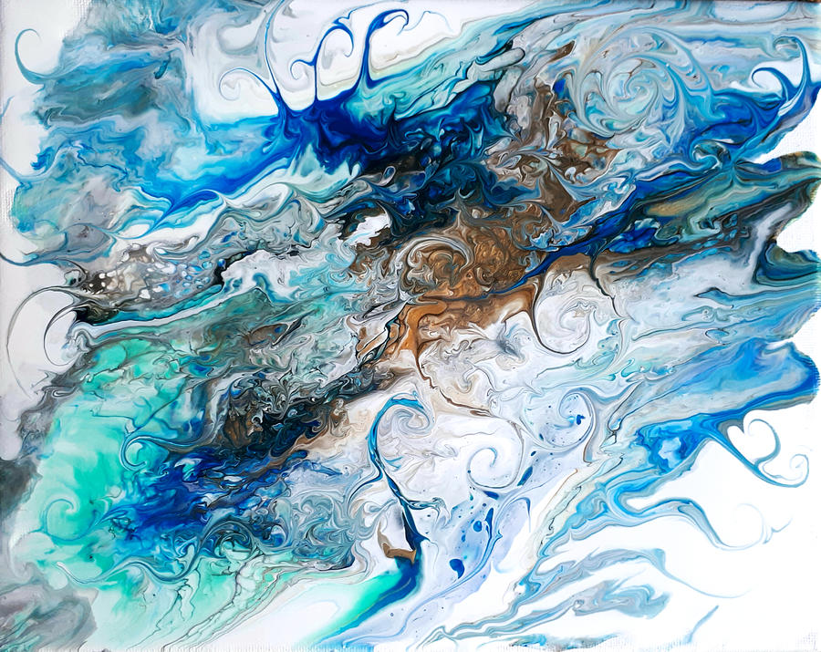 Ocean Acrylic pouring #3 Painting by Patricia Aubin - Fine Art America