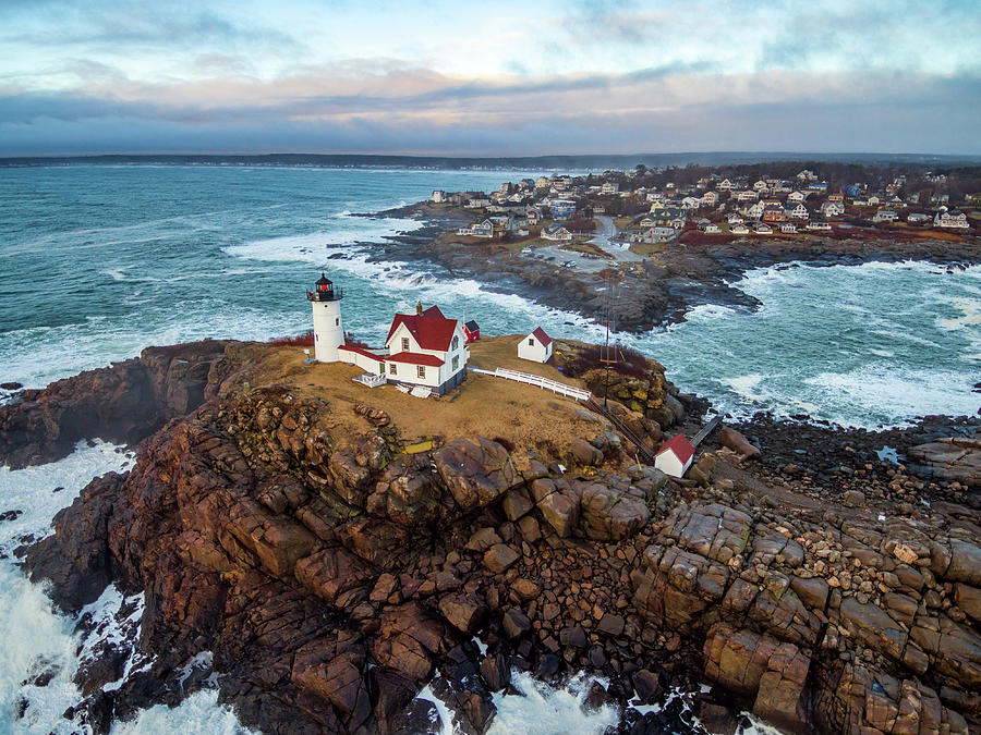 Ocean Aerial of Nubble Light Photograph by Shared Perspectives ...