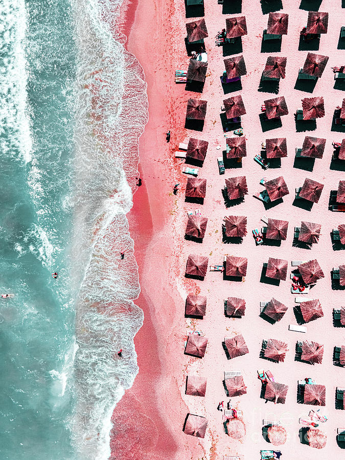 Ocean Beach Print, Aerial Pink Beach, Australia Bondi Beach, Aerial Photography, Ocean Waves Photograph