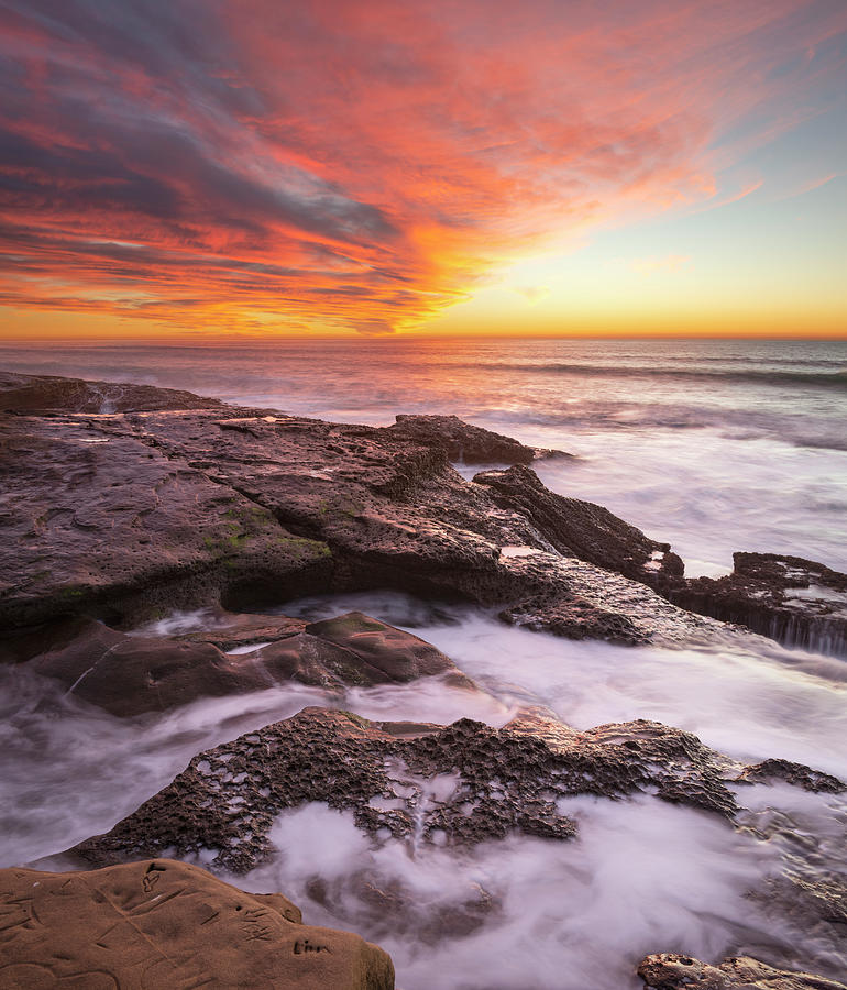 Ocean Beach Shoreline at Sunset Photograph by William Dunigan - Fine ...