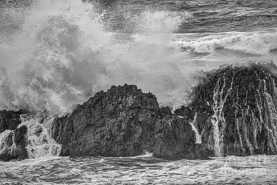 Ocean Blast, Ocean Waves, Powerful, Black and White, Photograph by David Millenheft