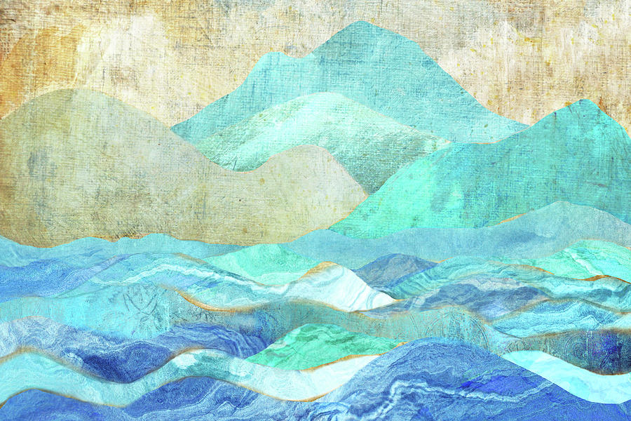 Ocean Blue and Mountains Too Digital Art by Peggy Collins