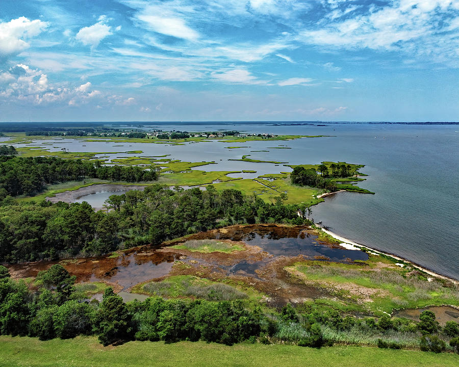 Ocean City Assawoman Bay Marsh and Lighthouse Sound Photograph by Bill Swartwout