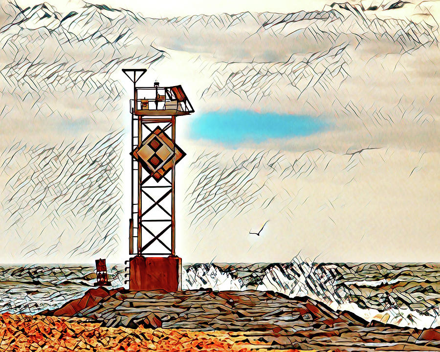 Ocean City Inlet Jetty Light with Edges Photograph by Bill Swartwout