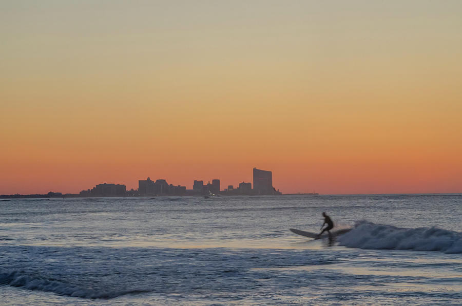 City Photograph - Ocean City New Jersey - Surfing Before Dawn by Bill Cannon