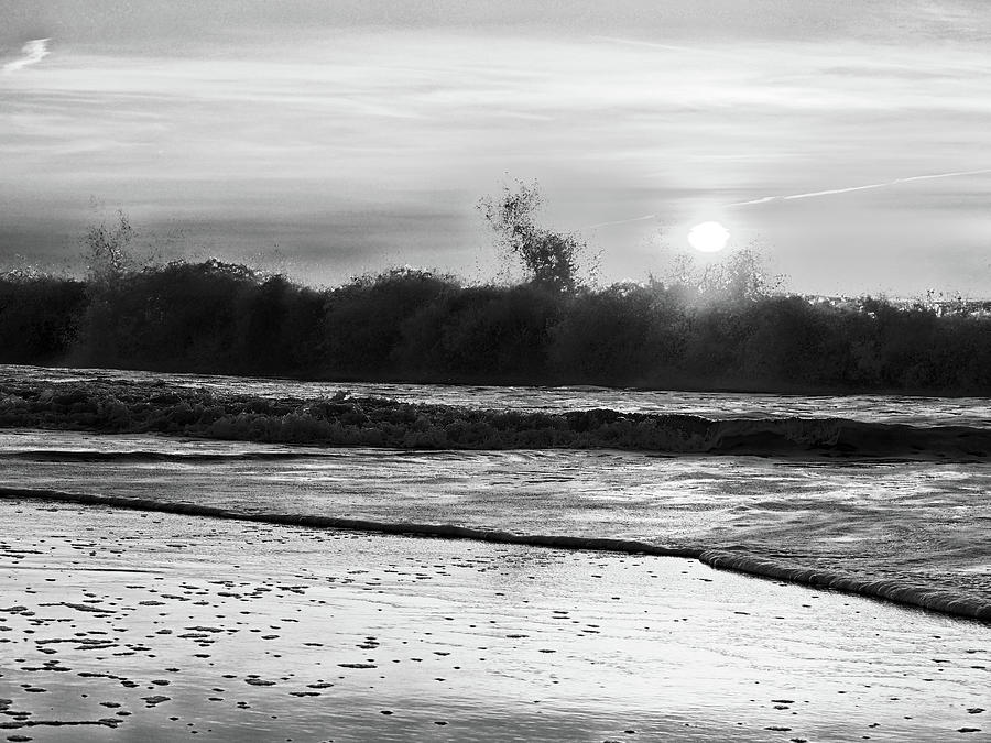 Ocean City Sunrise at 142nd Street in Black and White Photograph by Bill Swartwout