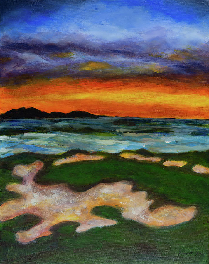 Ocean Cliff / Crashing Waves Painting by Janet Yu