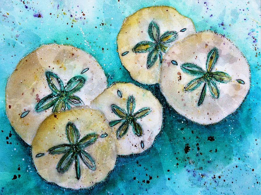 Ocean Currency Sand Dollars Painting by Barbara Chichester