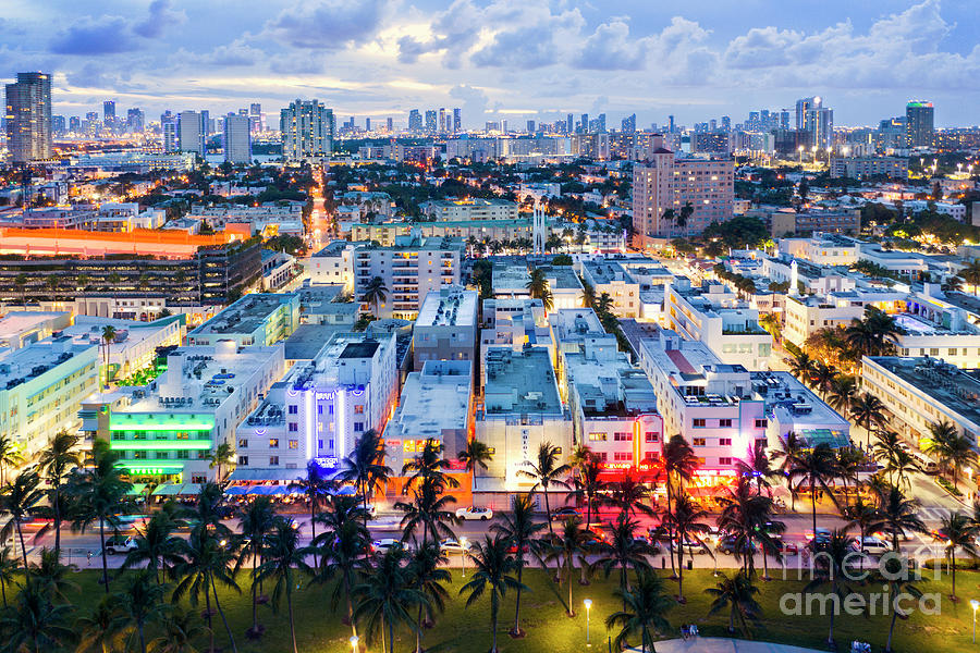 Ocean drive and Miami skyline Photograph by Matteo Colombo
