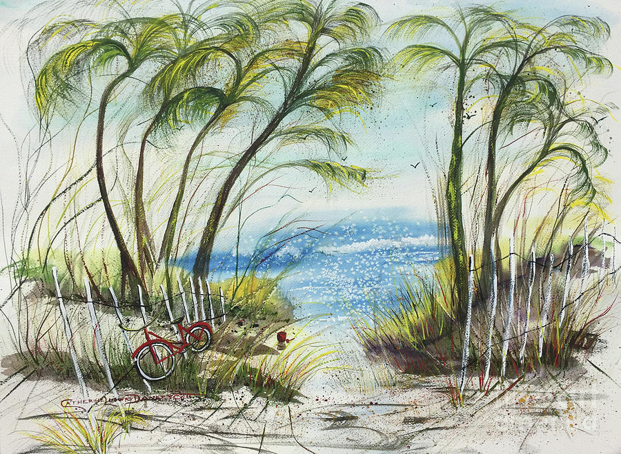 Delray Dunes with Palm Trees Painting by Catherine Ludwig Donleycott