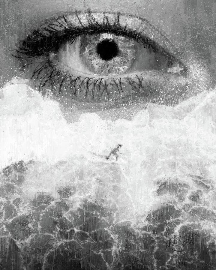 Ocean Eyes in Black and White Digital Art by Nikki Marie Smith