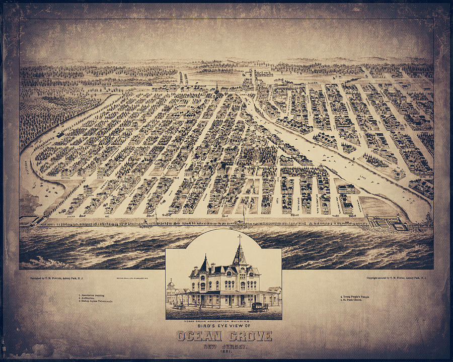 Ocean Grove New Jersey Vintage Aerial Map 1881 Sepia Photograph By   Ocean Grove New Jersey Vintage Aerial Map 1881 Sepia Carol Japp 