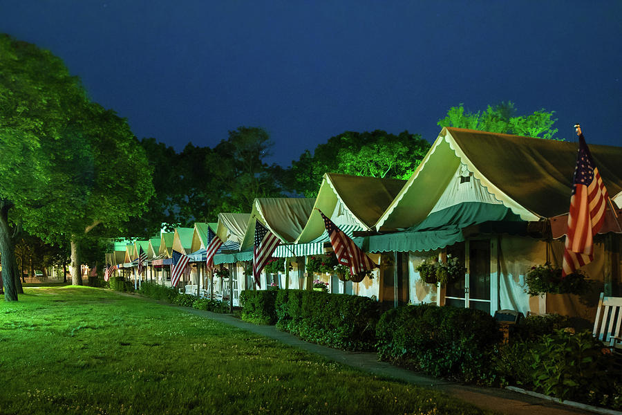 Ocean Grove Tent City at Night Photograph by Bob Cuthbert - Pixels