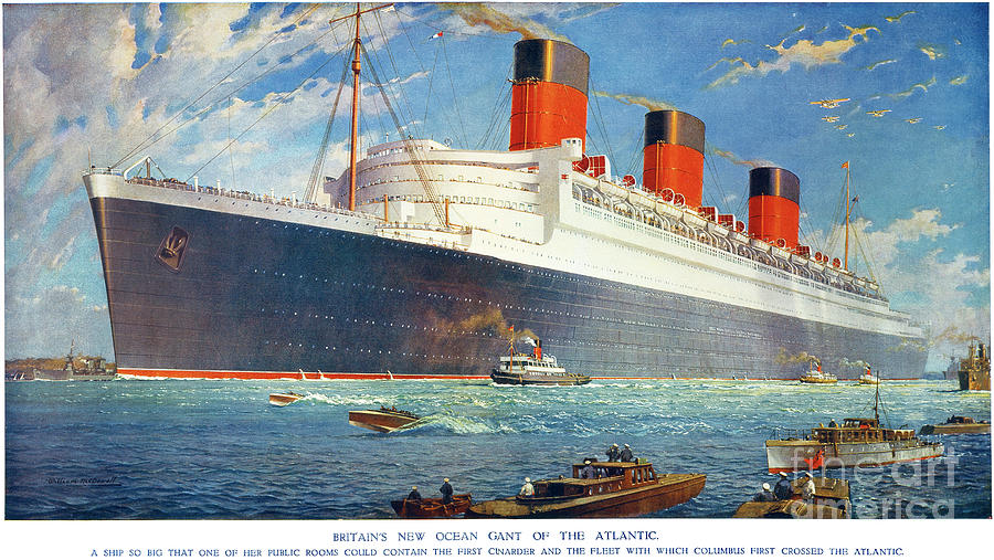 Ocean Liner Queen Mary Painting by Granger