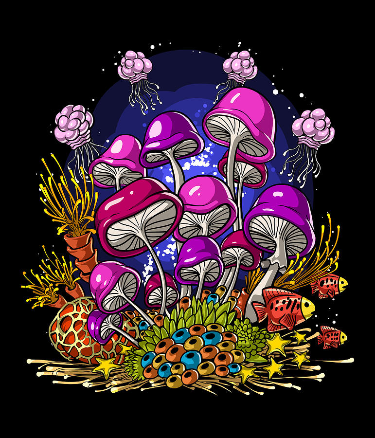 Mushroom Digital Art - Ocean Magic Mushrooms by Nikolay Todorov