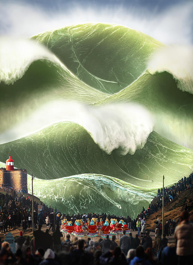 Ocean Digital Art - Ocean Monster at Nazare by Mattias Hammar