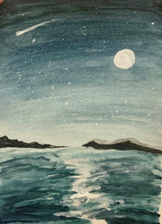 Ocean Night Painting Painting by Shreya Saran - Fine Art America