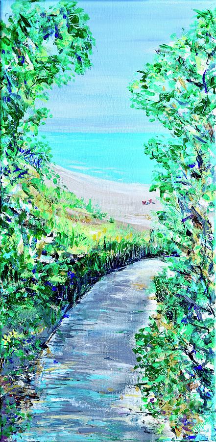 Ocean Path Waiting  Painting by Patty Donoghue