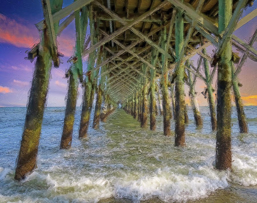 Ocean Pier Sunset Painting by Dan Sproul