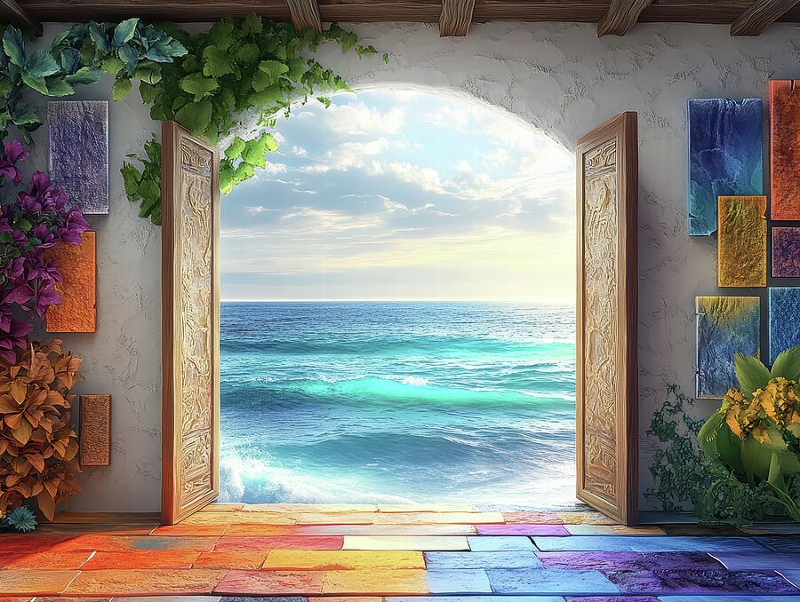 Ocean Room With Tiles Digital Art by Eris And AI Ocean Room With Tiles Digital Art by Eris And AI