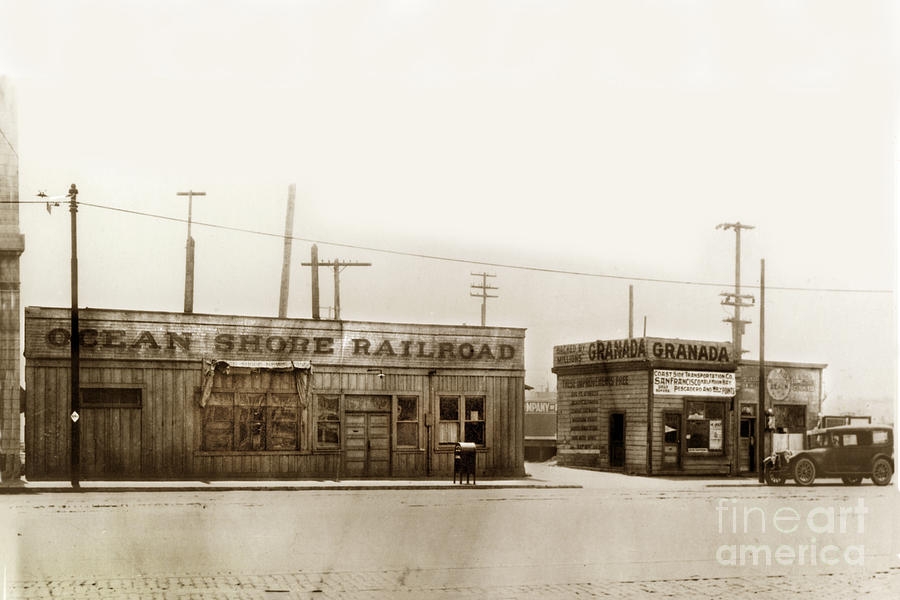 San Francisco Photograph - Ocean Shore Railroad Co. Depot 1921 by Monterey County Historical Society
