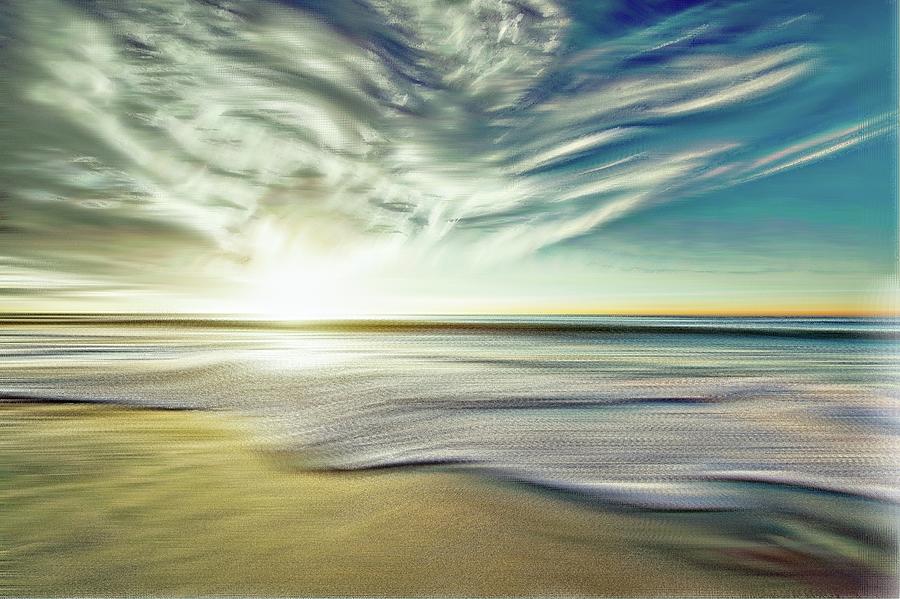 Ocean Sun Painterly Mixed Media by Bob Pardue