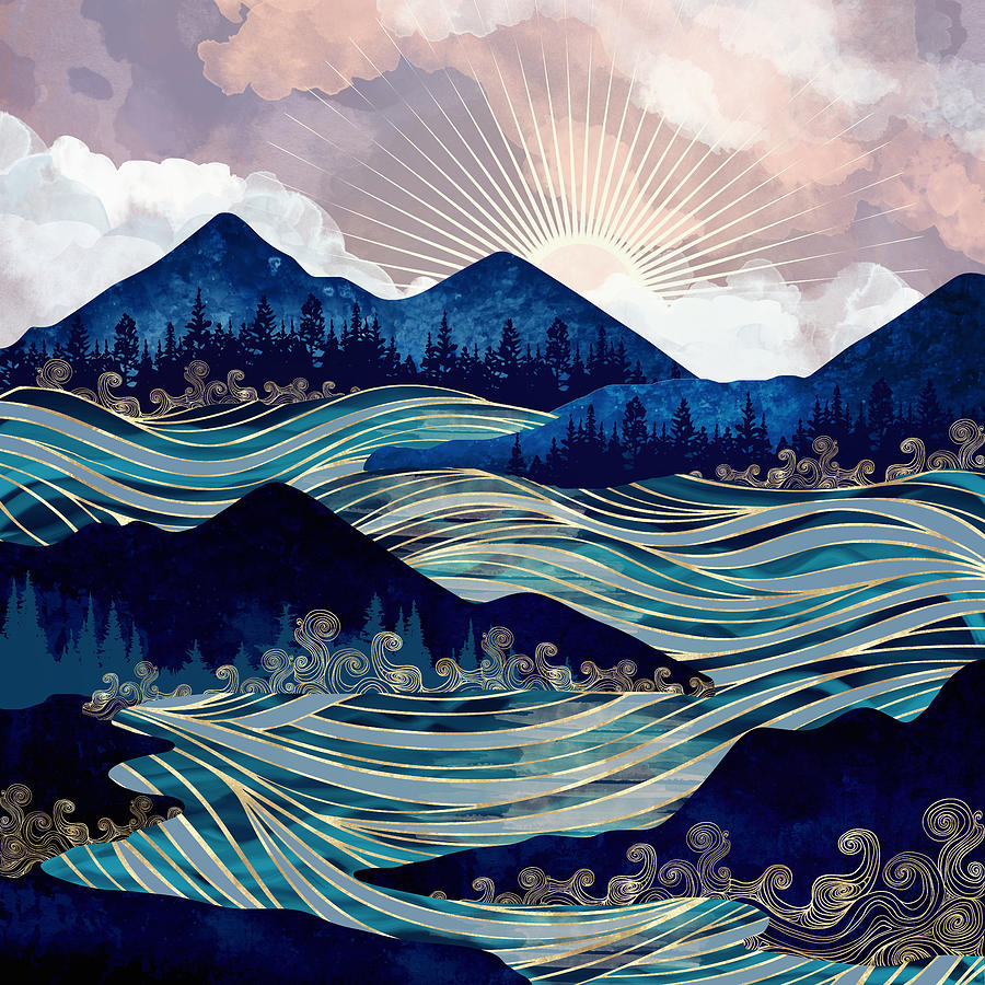 Ocean Sunrise Digital Art by Spacefrog Designs