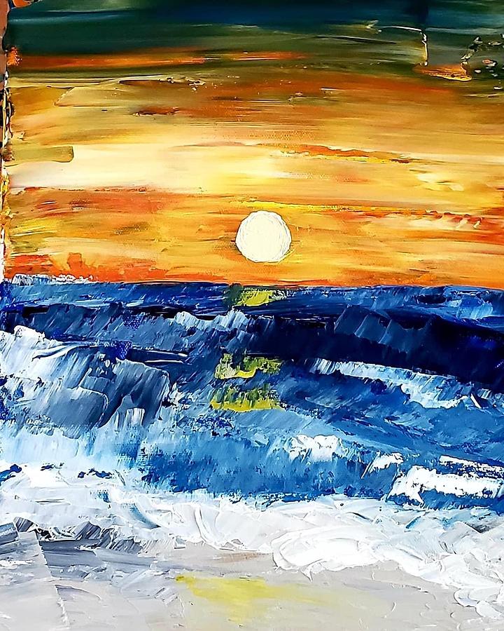 Ocean Sunset Painting by Amy Kuenzie