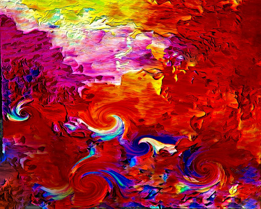 Sunset Digital Art - Ocean sunset drama abstract by Silver Pixie