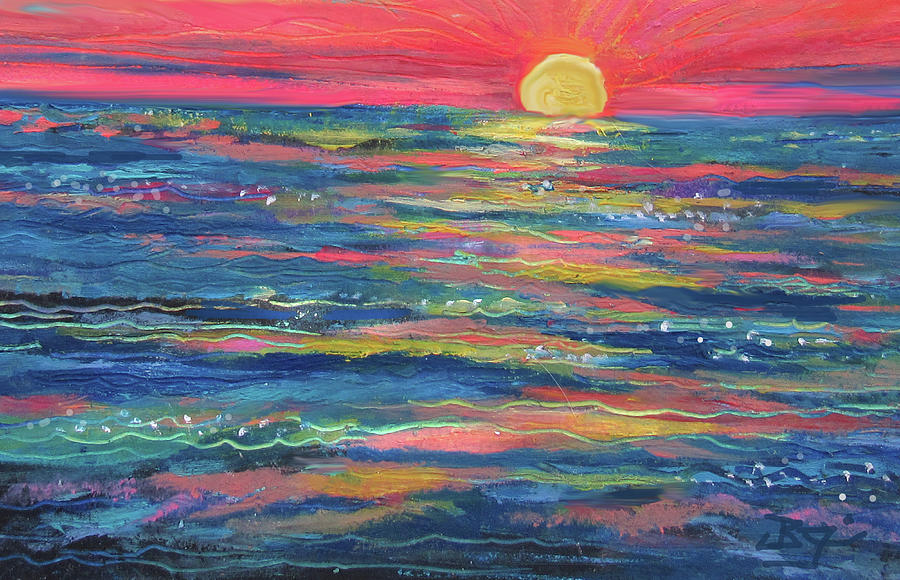 Ocean Sunset Painting by Jean Batzell Fitzgerald