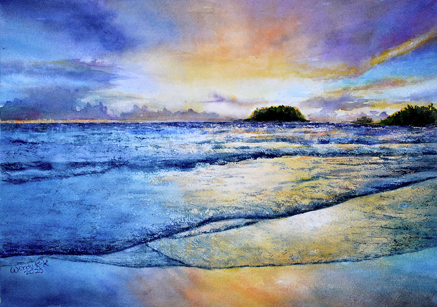 Ocean Sunset No 1 Painting by Wendy Keeney-Kennicutt