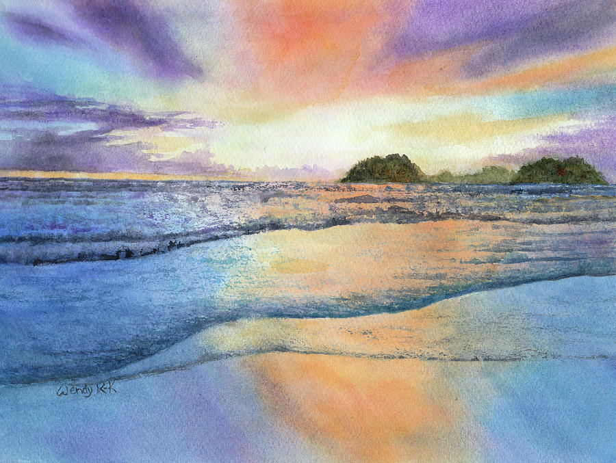 Ocean Sunset No 4 Painting by Wendy Keeney-Kennicutt