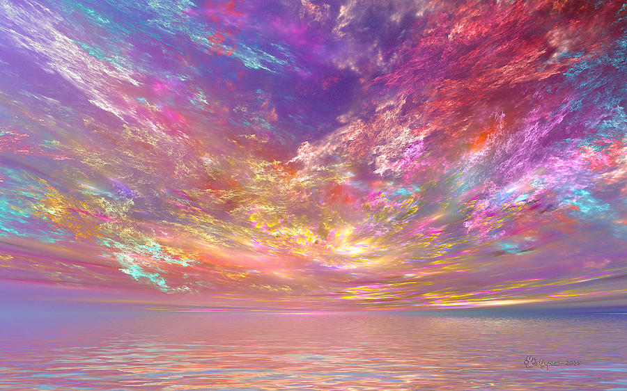 Ocean Sunset Digital Art by Peggi Wolfe
