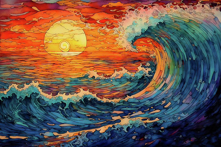 Ocean Sunset Digital Art by Peggy Collins